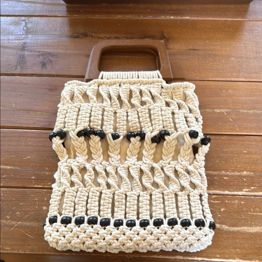 Straw Studios Crochet Macrame Handbag - Picture 1 of 7